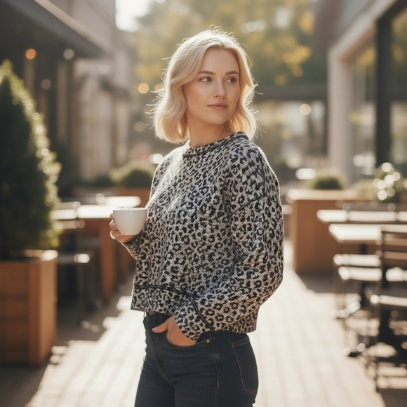 Banana Republic Tops - Leopard Print Cropped Sweater Sz S Petite